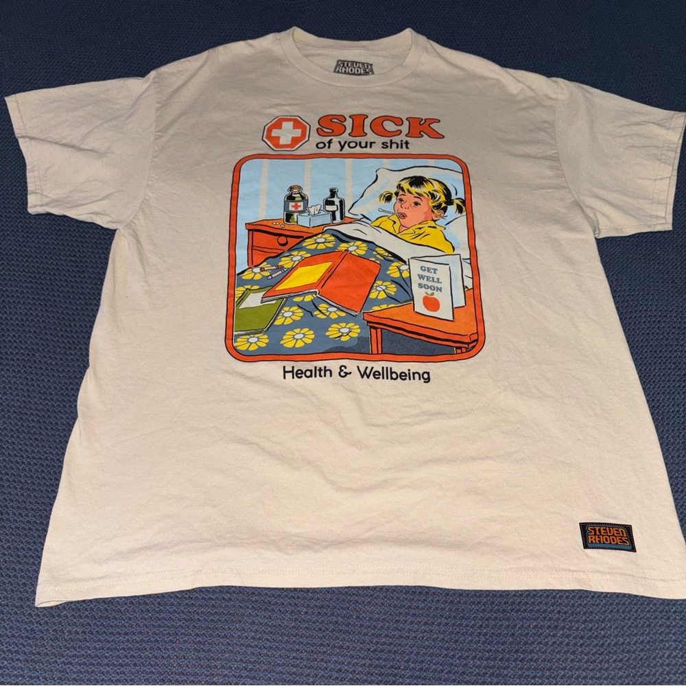 Steven Rhodes “Sick of Your Shit” Graphic Tee in Light Khaki Size XL